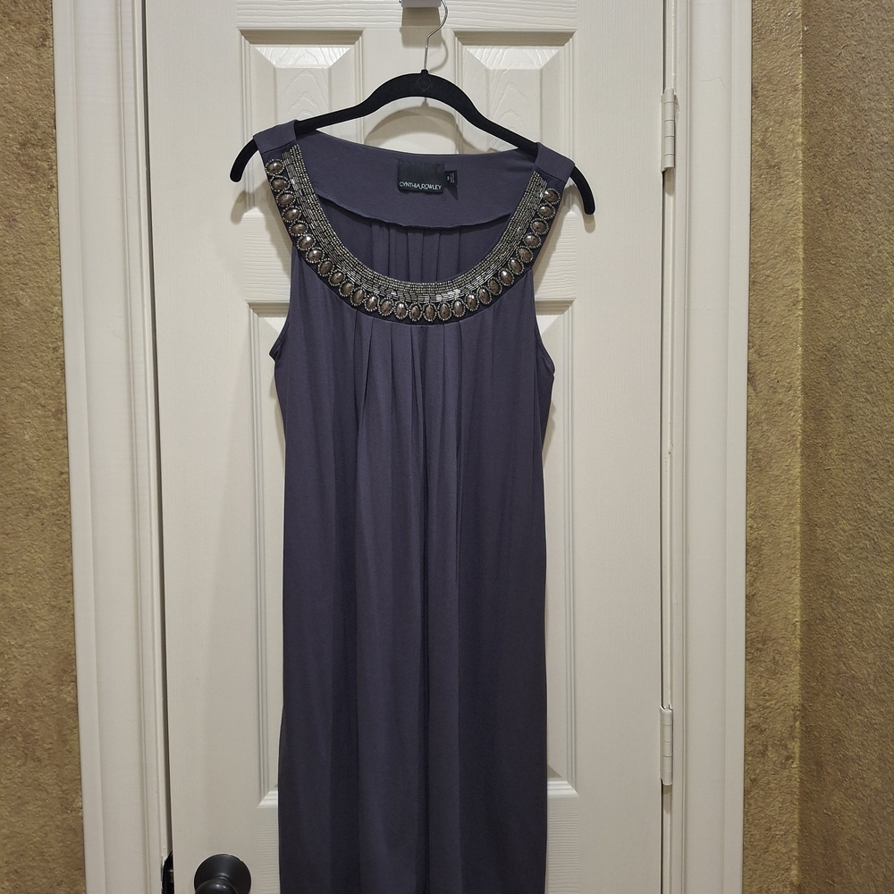 Cynthia Rowley Charcoal Embellished Midi Dress